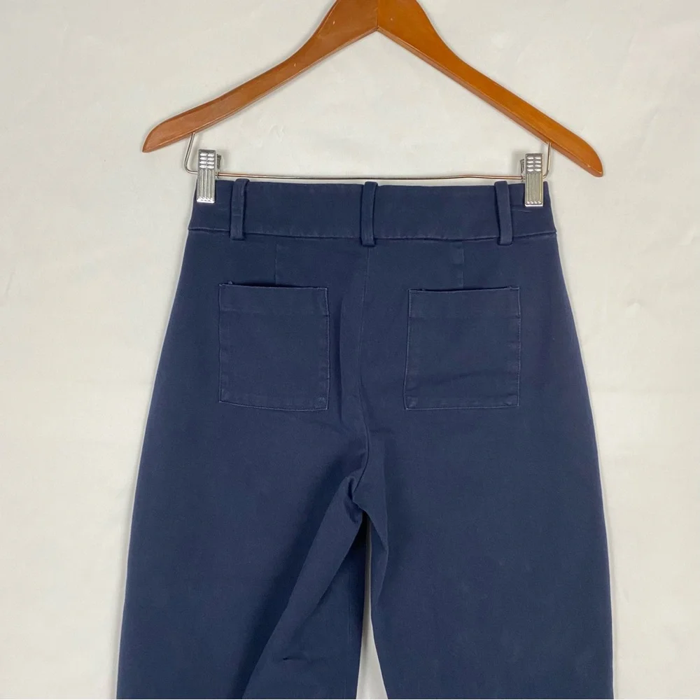 J.Crew Sydney Wide Leg Bi Stretch Cotton Cropped Pants Navy Size 2P High Waisted